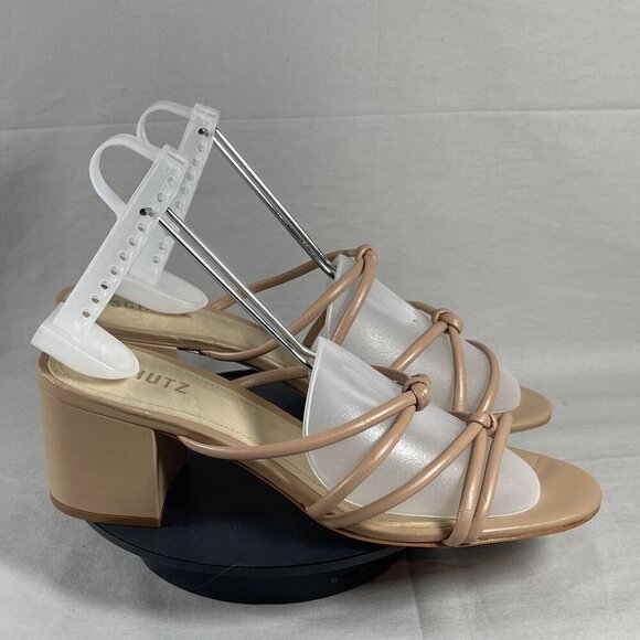 SCHUTZ True Beige Princey Strappy Block Heel Sandal Women's Shoe Size 9.5-NEW - Picture 1 of 8